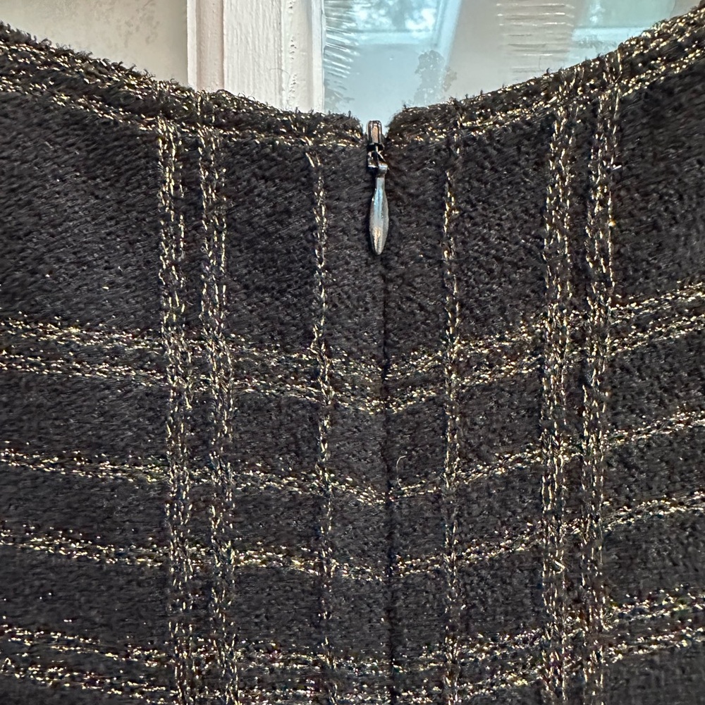 St. John Couture Collection Black Gold Metallic Shimmer Wool Dress Size 10 Med - Picture 8 of 16